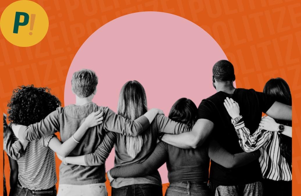 Imagen de varias personas abrazándose en representación de los derechos humanos.