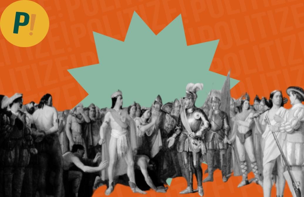 Imagen de los españoles llegando a México iniciando la colonización